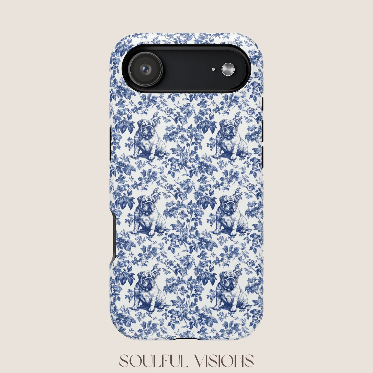 English Bulldog Toile De Jouy Magnetic Phone Case
