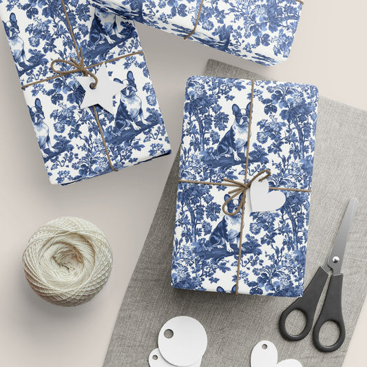 Boston Terrier French Toile De Jouy Wrapping Paper