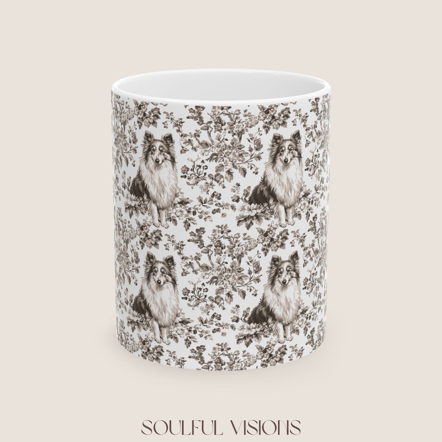 Shetland Sheepdog Toile De Jouy Mug