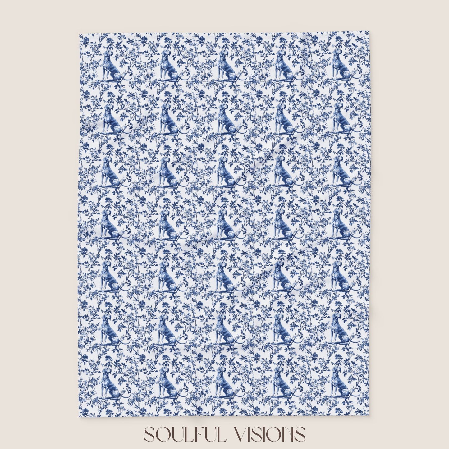 Weimaraner Toile French Toile De Jouy Blanket