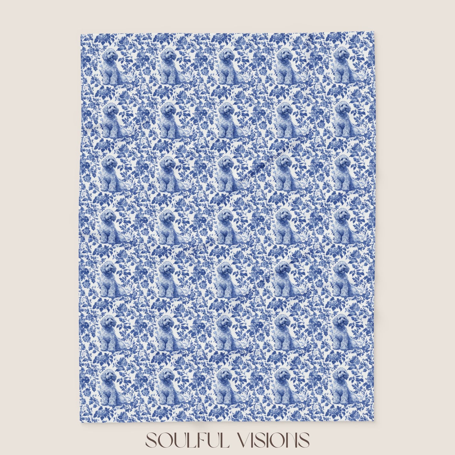 Labradoodle toile French Toile De Jouy Blanket
