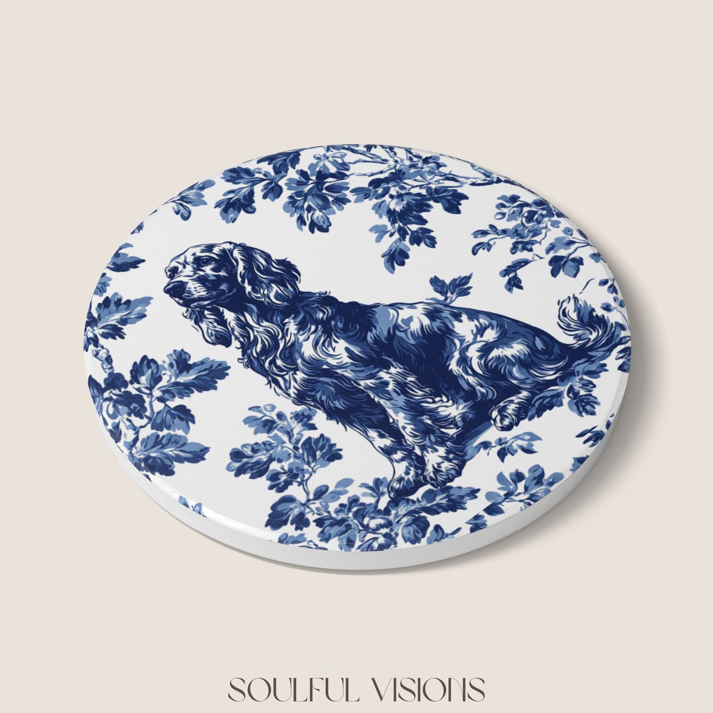 Gordon Setter Ceramic Coaster French Toile