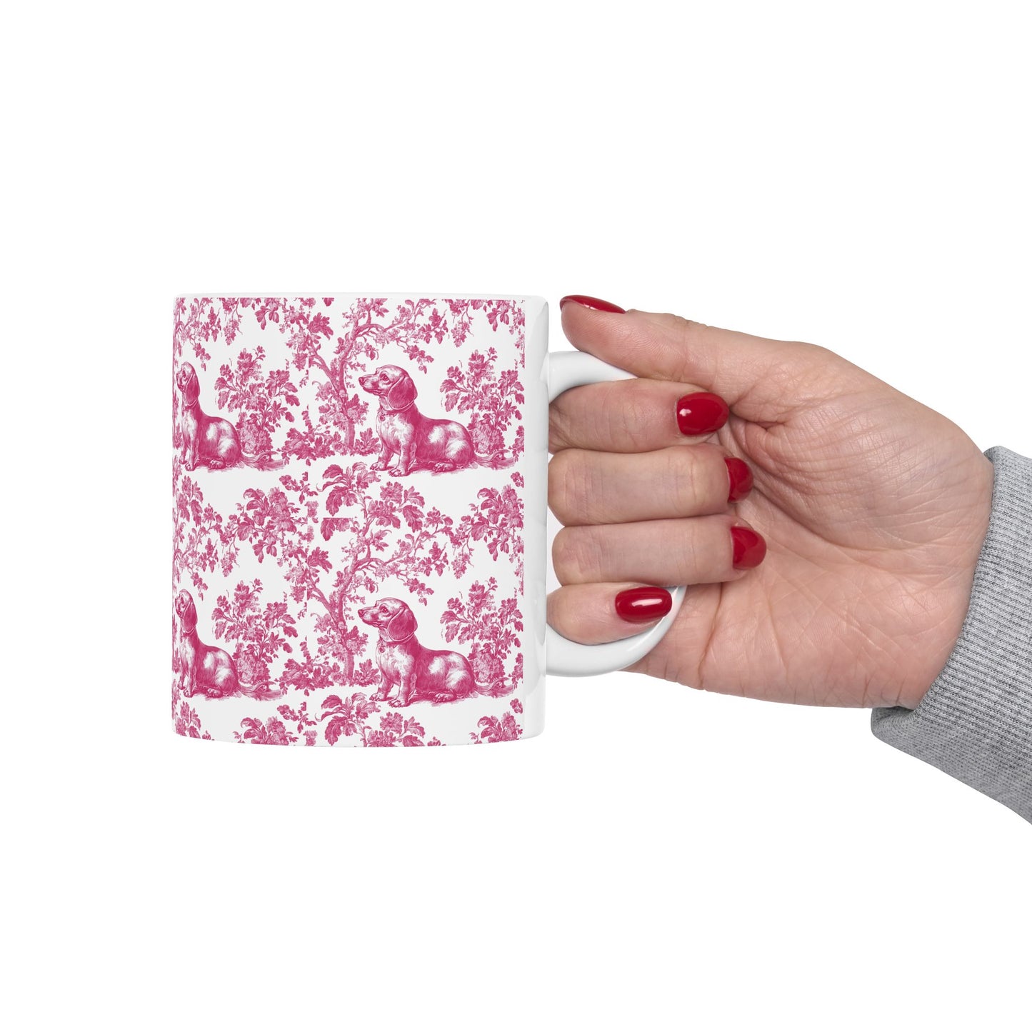Dachshund French Pink Toile de Jouy Mug