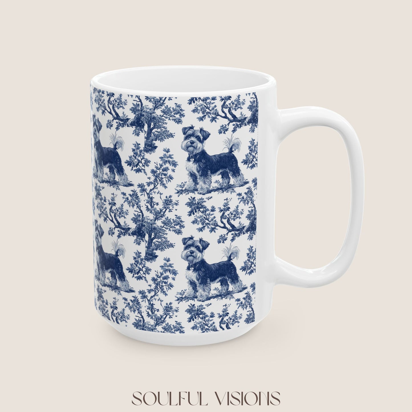 Miniature Schnauzer blue toile De Jouy Mug