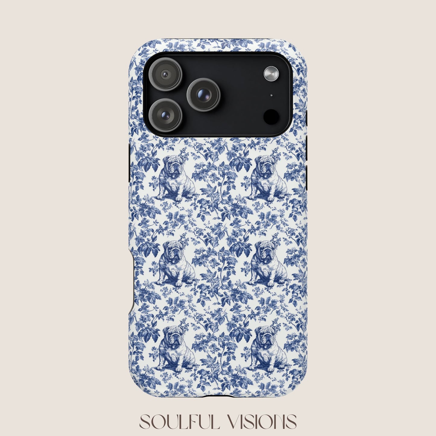 English Bulldog Toile De Jouy Magnetic Phone Case