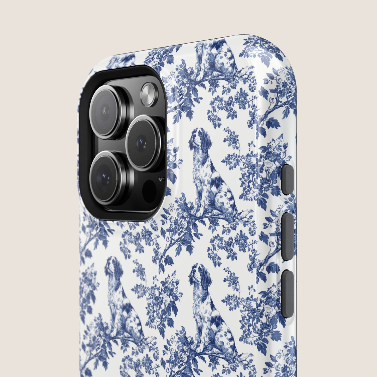 Brittany Spaniel Toile De Jouy Magnetic Phone Case