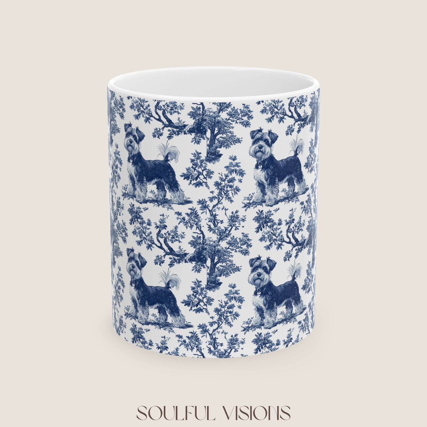 Miniature Schnauzer blue toile De Jouy Mug