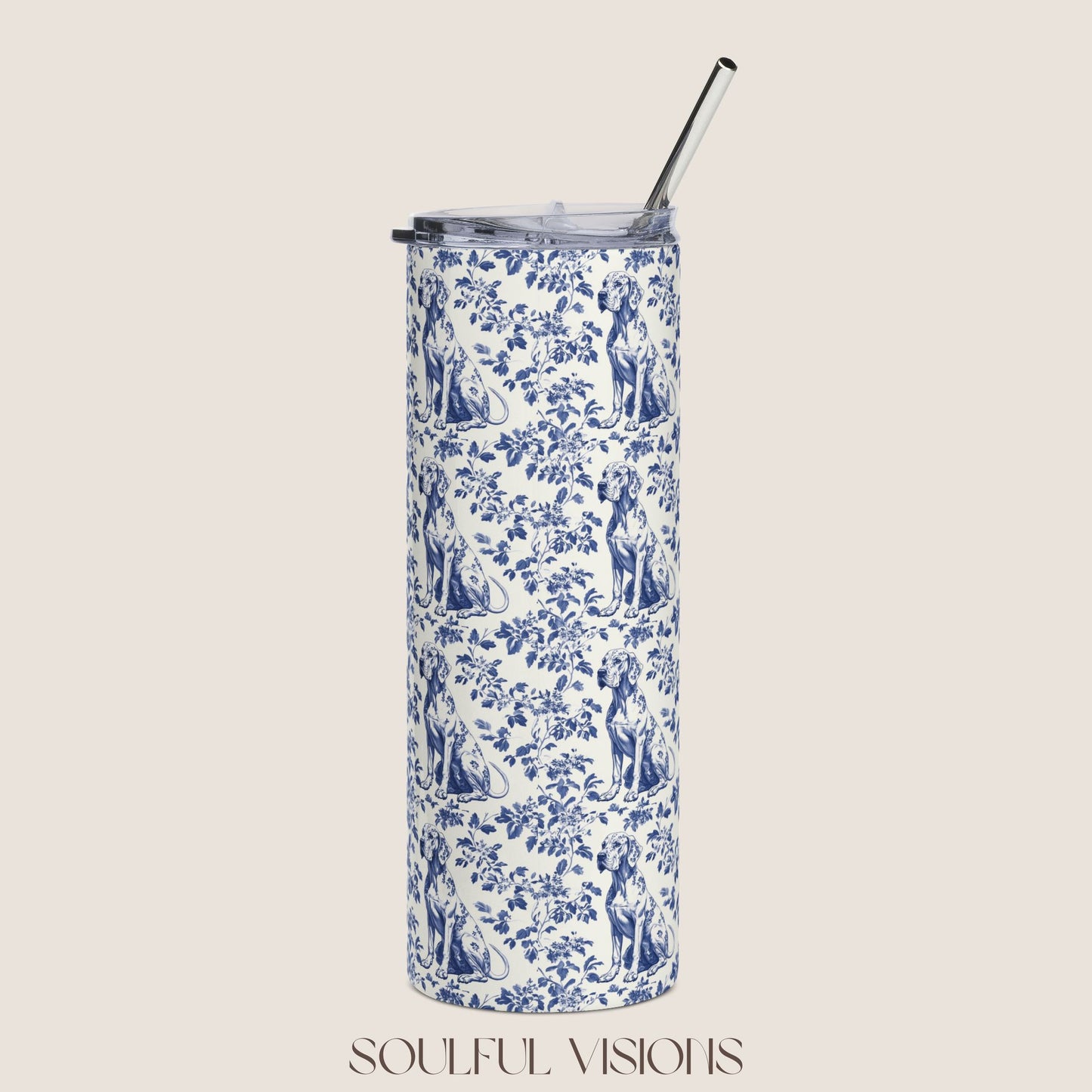 Great Dane Stainless Steel Tumbler With Straw, 20oz