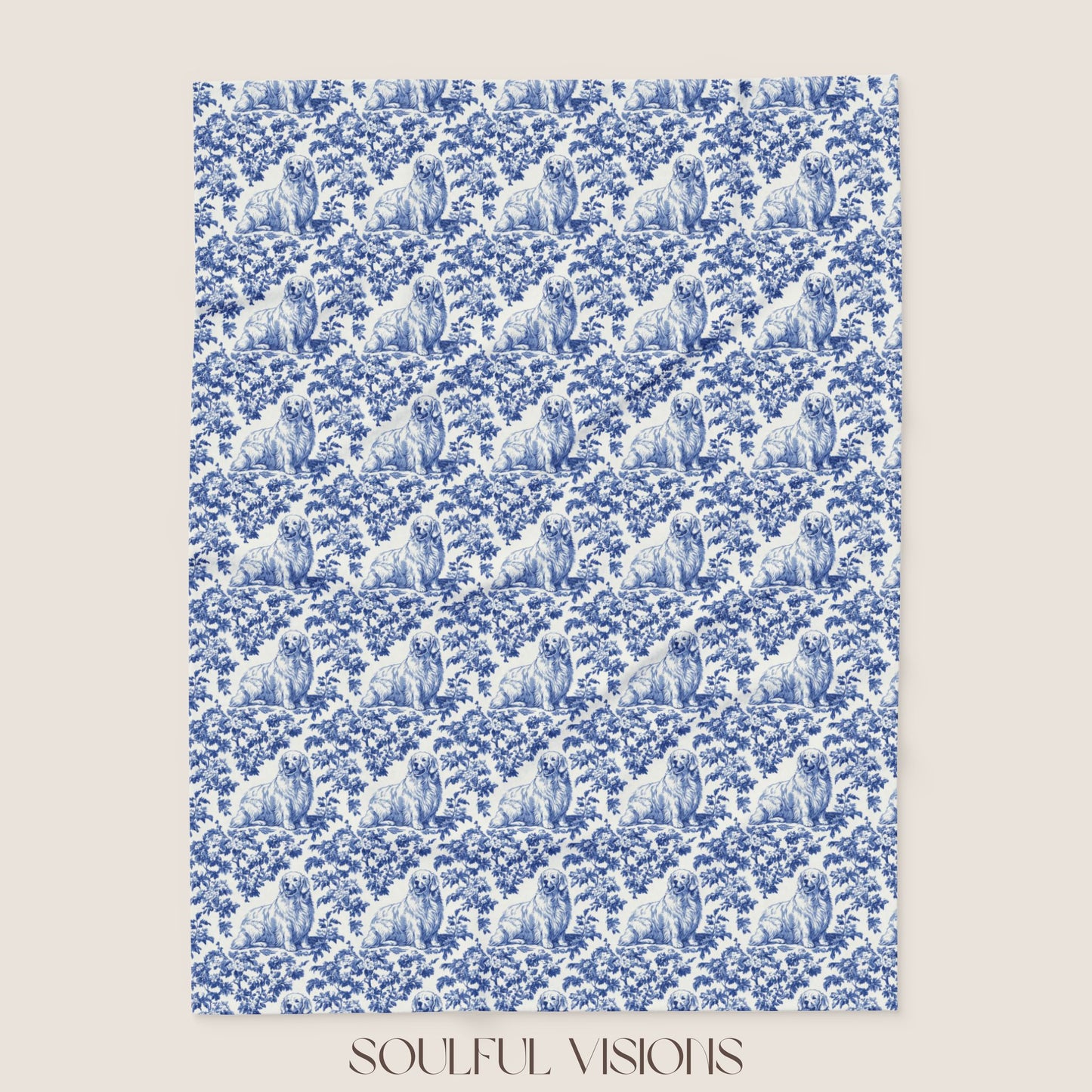 Great Pyrenees French Toile De Jouy Blanket