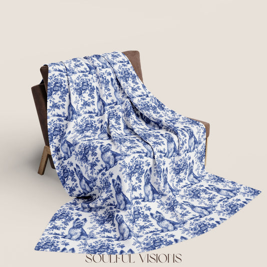 Yorkshire Terrier Toile French Toile De Jouy Blanket