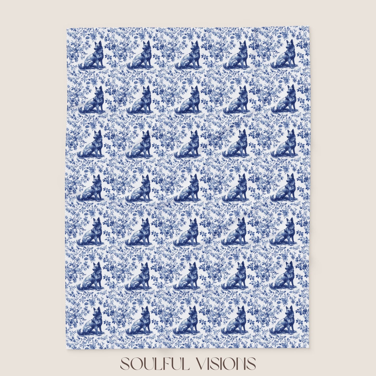 Belgian Malinois French Toile De Jouy Blanket