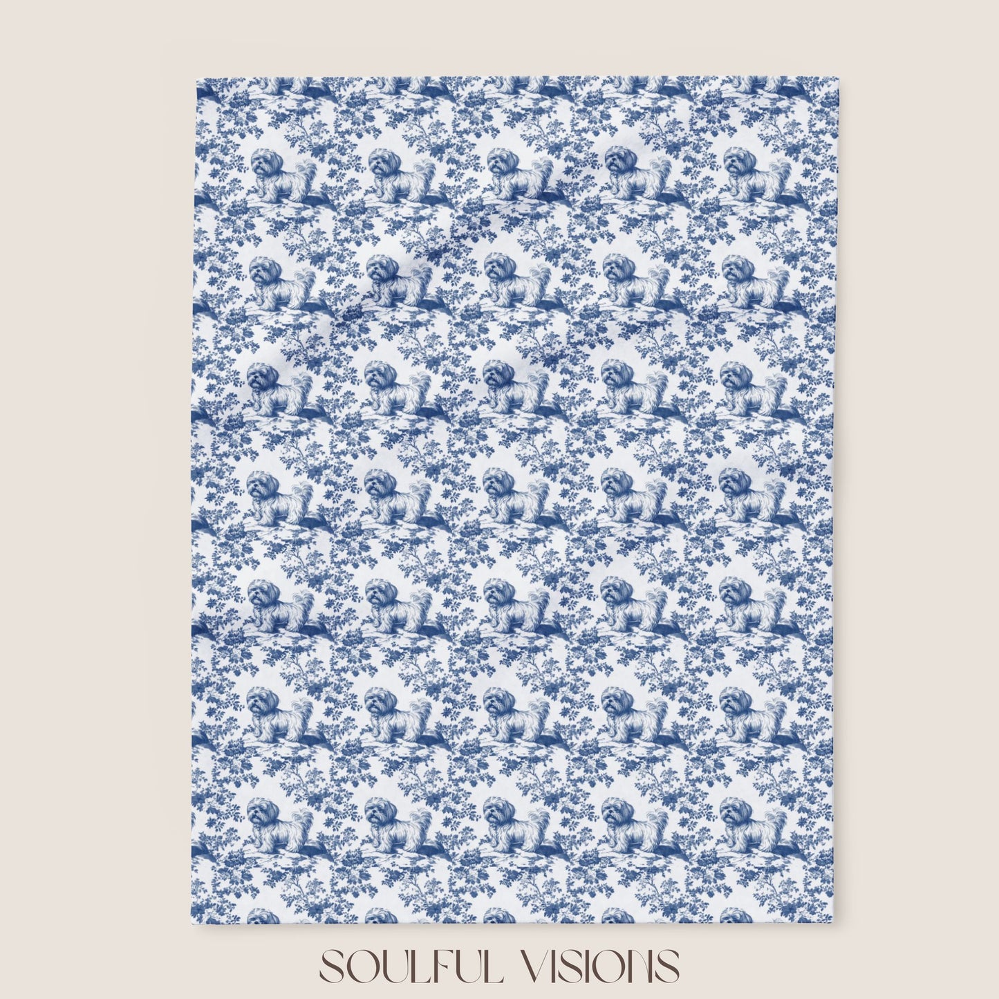 Shih Tzu Toile French Toile De Jouy Blanket