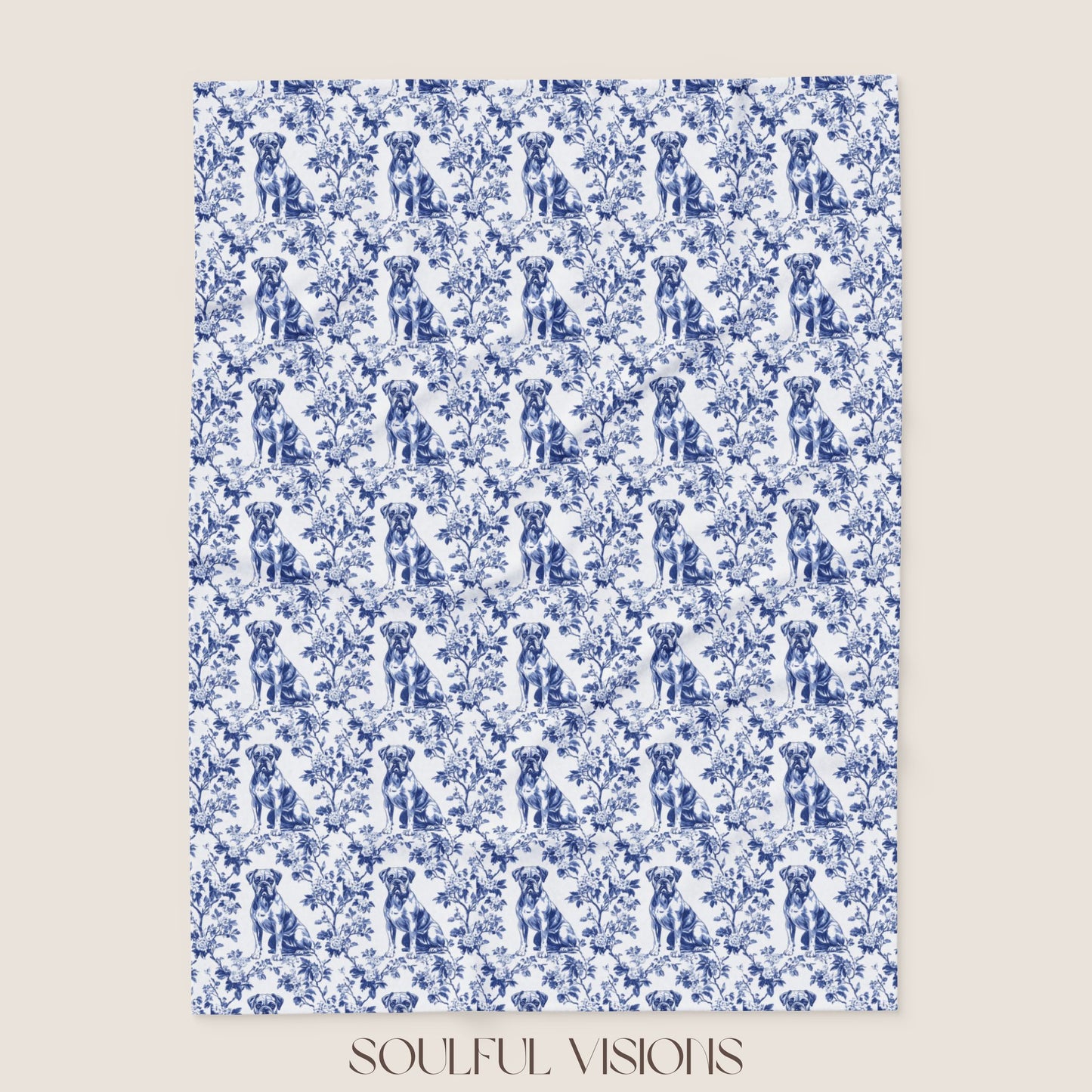 Boxer French Toile De Jouy Blanket