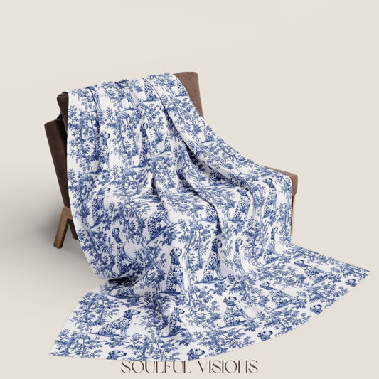 Dalmatian 2 French Toile De Jouy Blanket