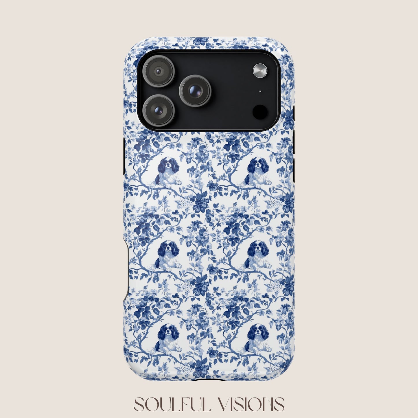 Cavalier King Charles Spaniel Toile De Jouy Magnetic Phone Case