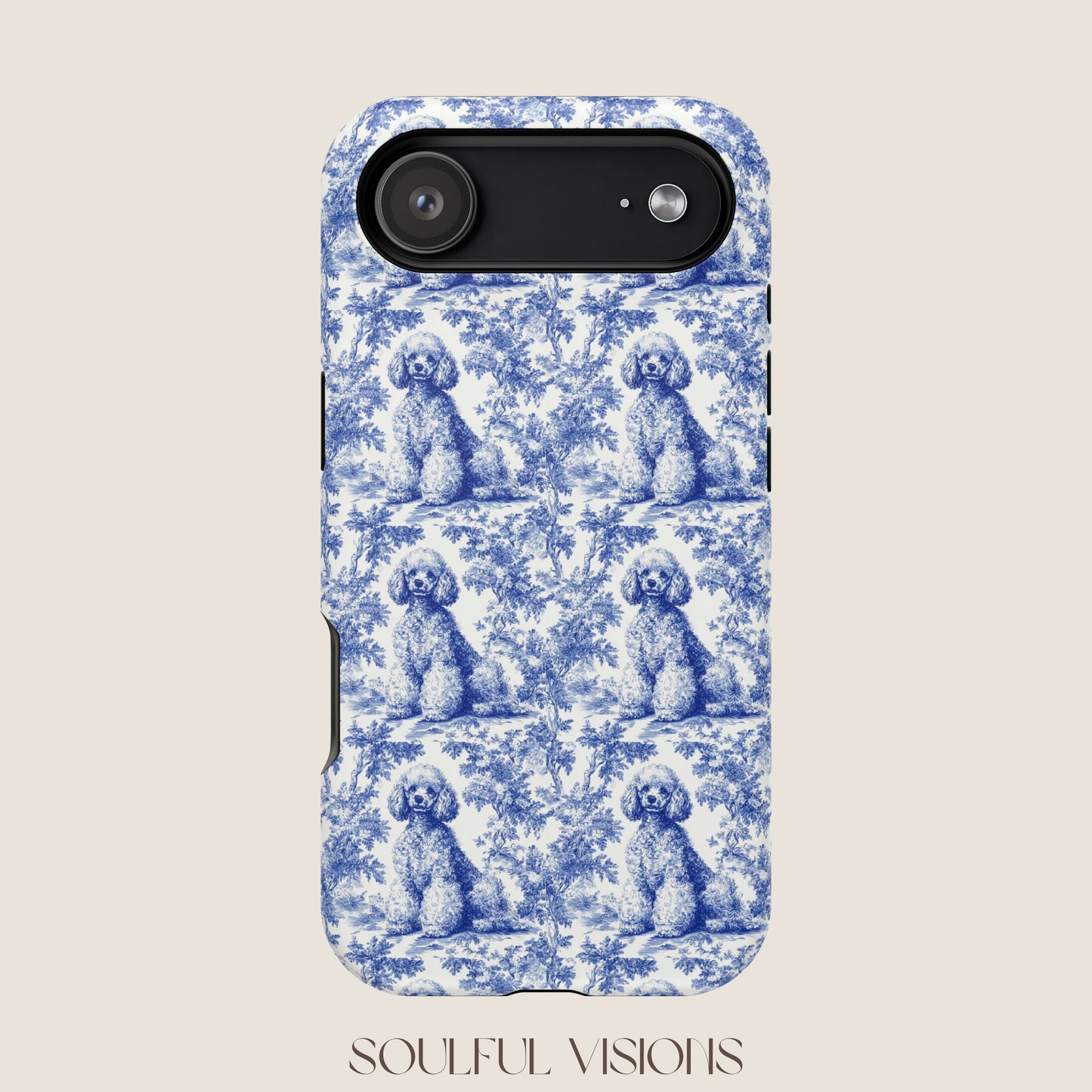 Poodle Toile De Jouy Magnetic Phone Case