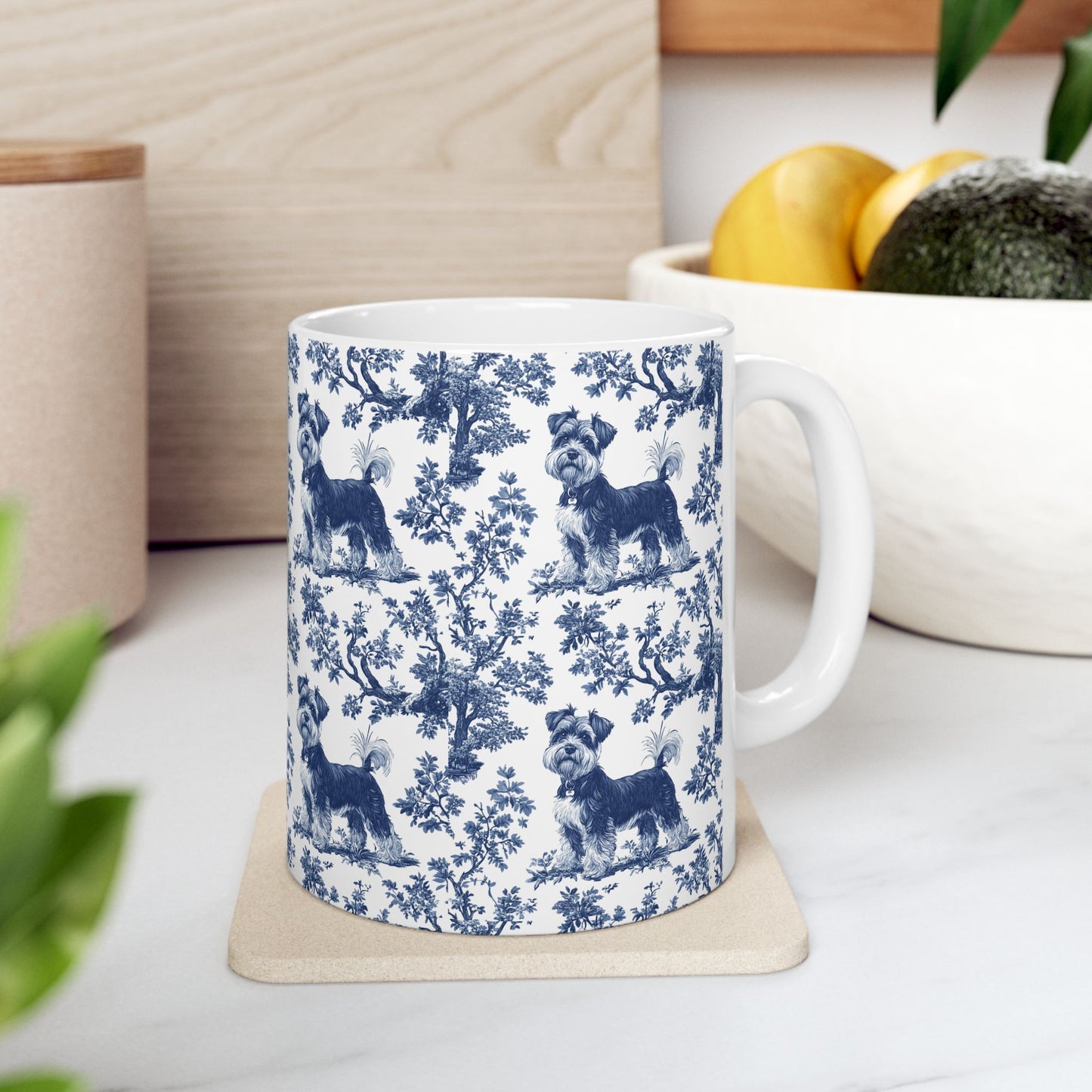 Miniature Schnauzer blue toile De Jouy Mug