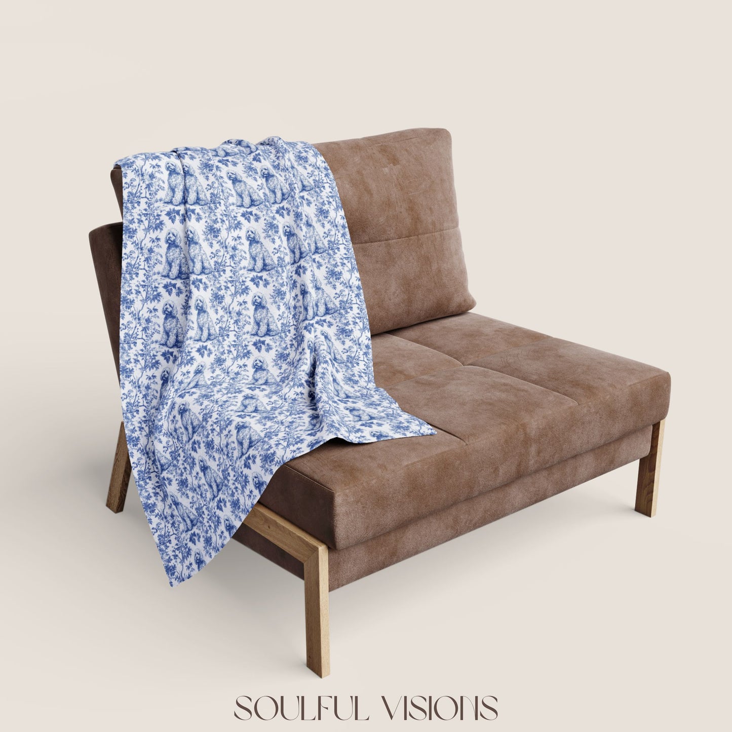 Goldendoodle French Toile De Jouy Blanket