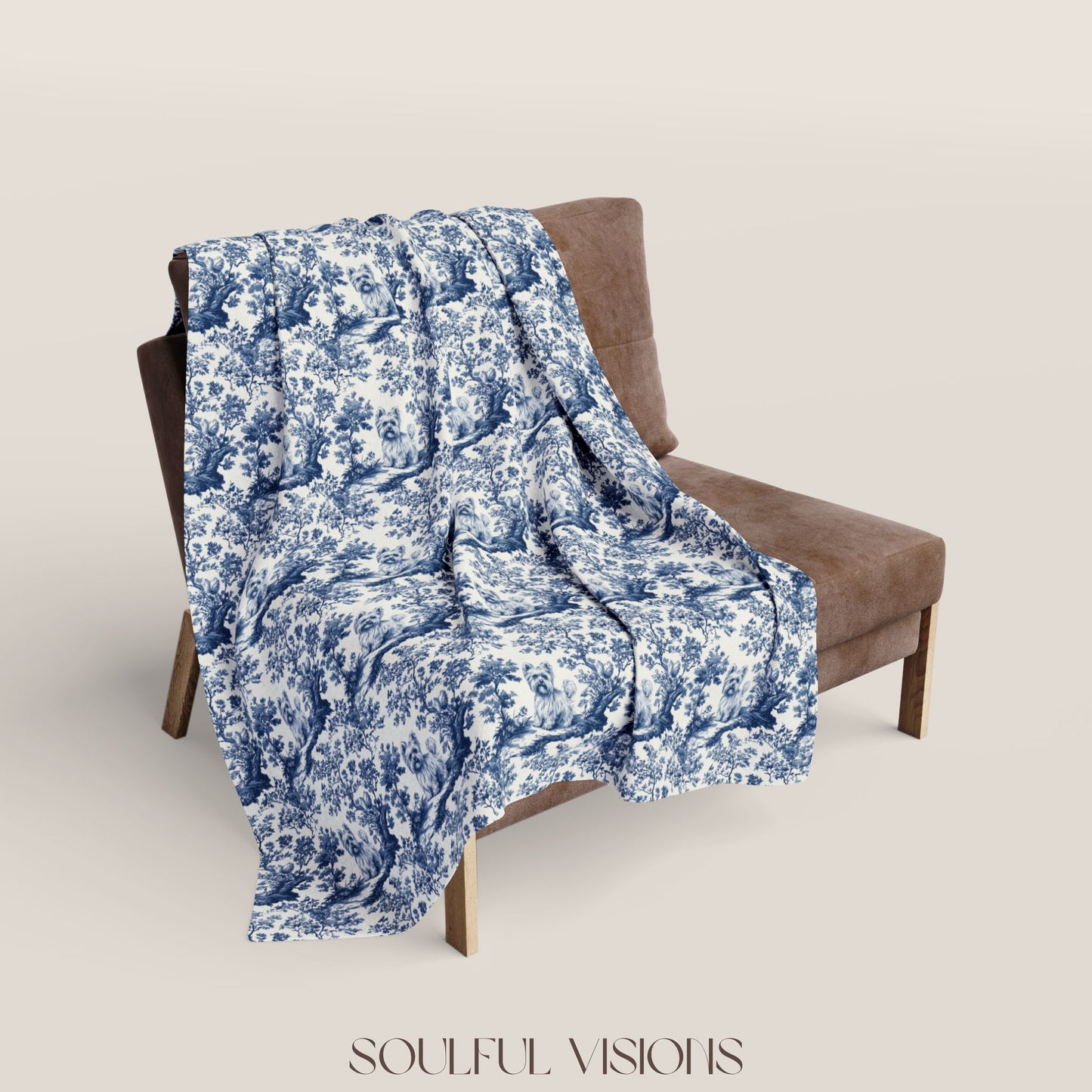 Yorkshire Terrier Toile French Toile De Jouy Blanket