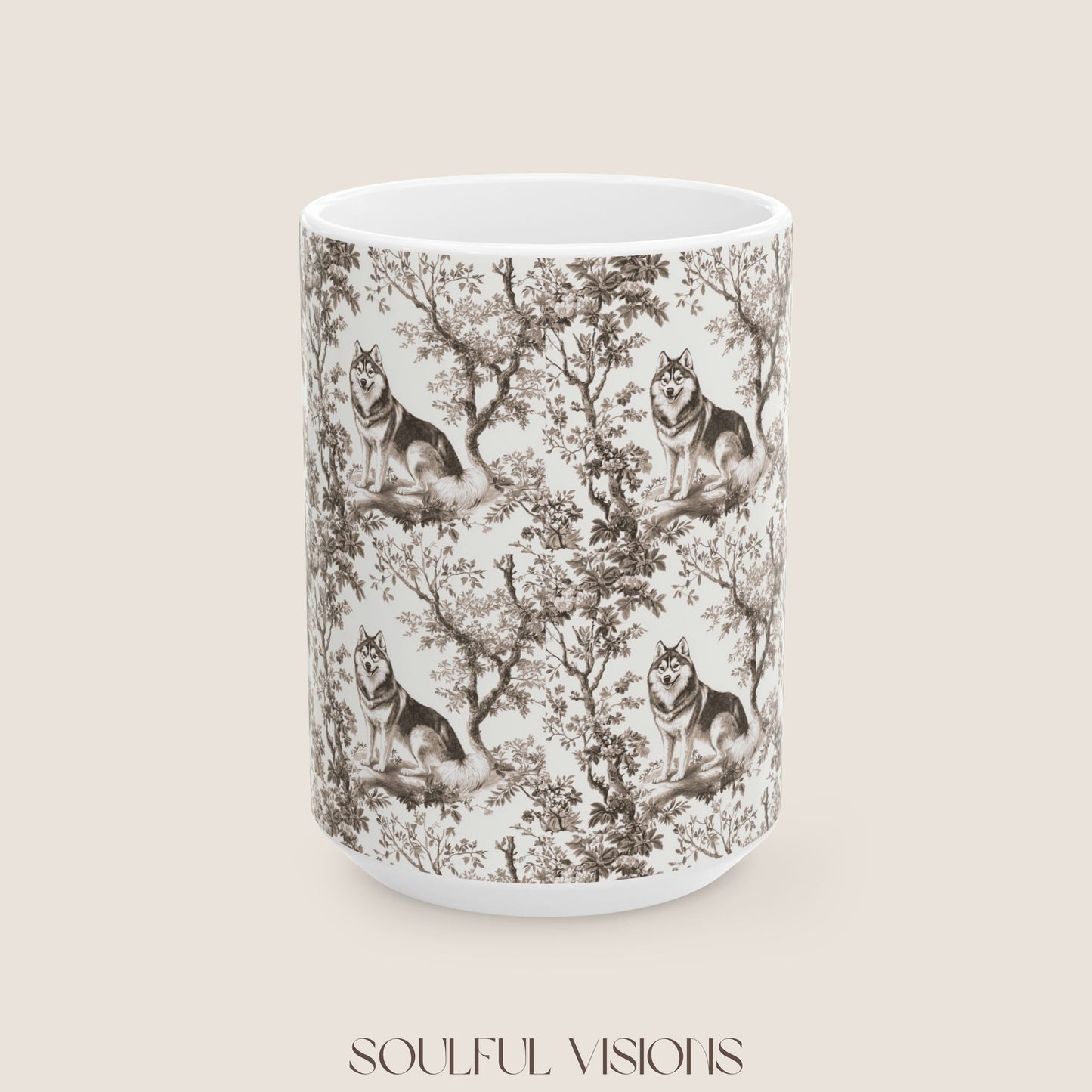 Husky Toile De Jouy Mug