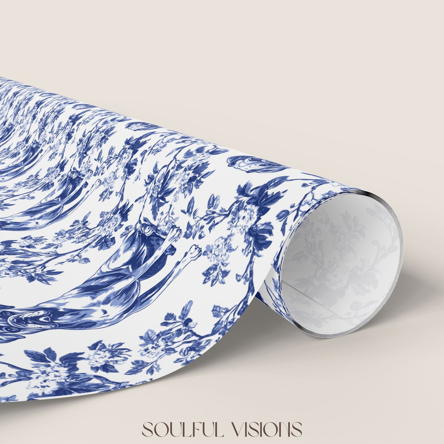 Boxer French Toile De Jouy Wrapping Paper