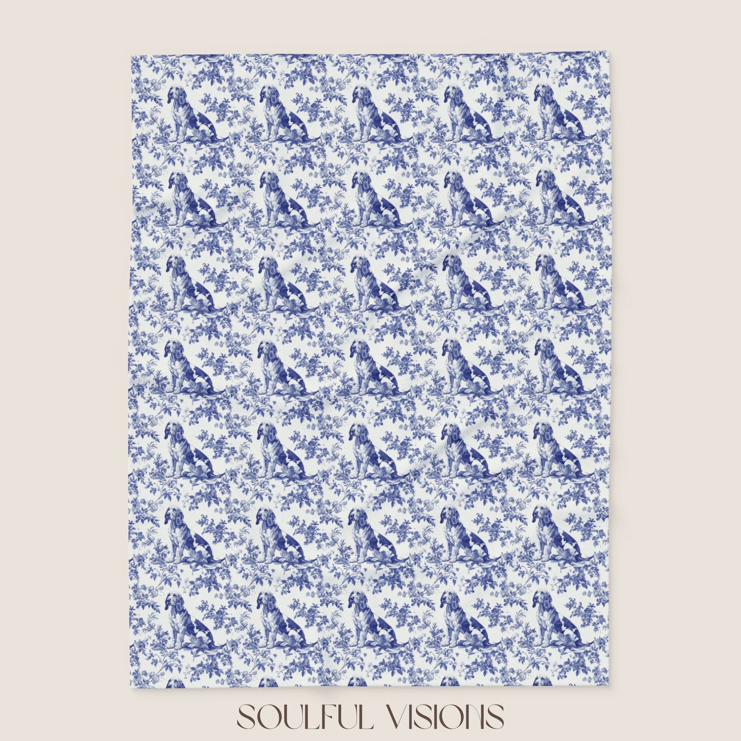 Bloodhound French Toile De Jouy Blanket