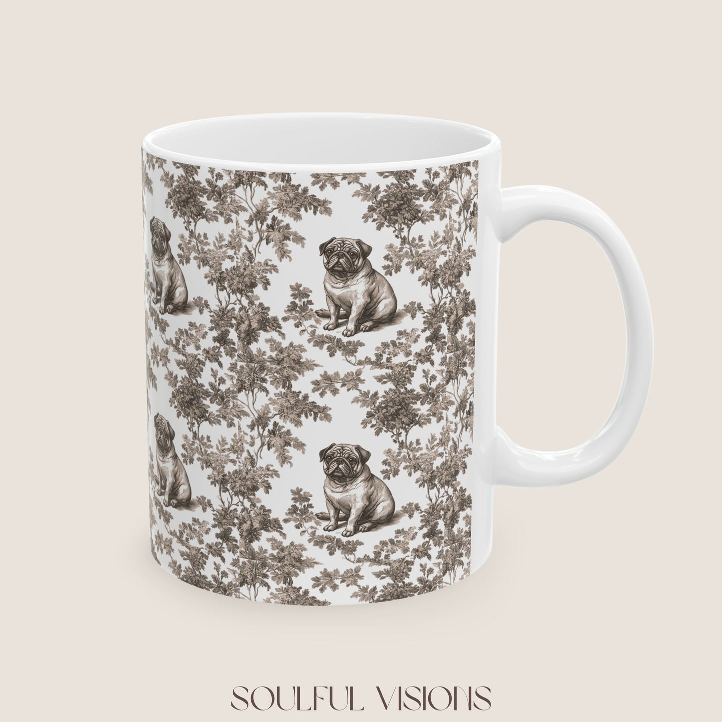 Pug Toile De Jouy Mug