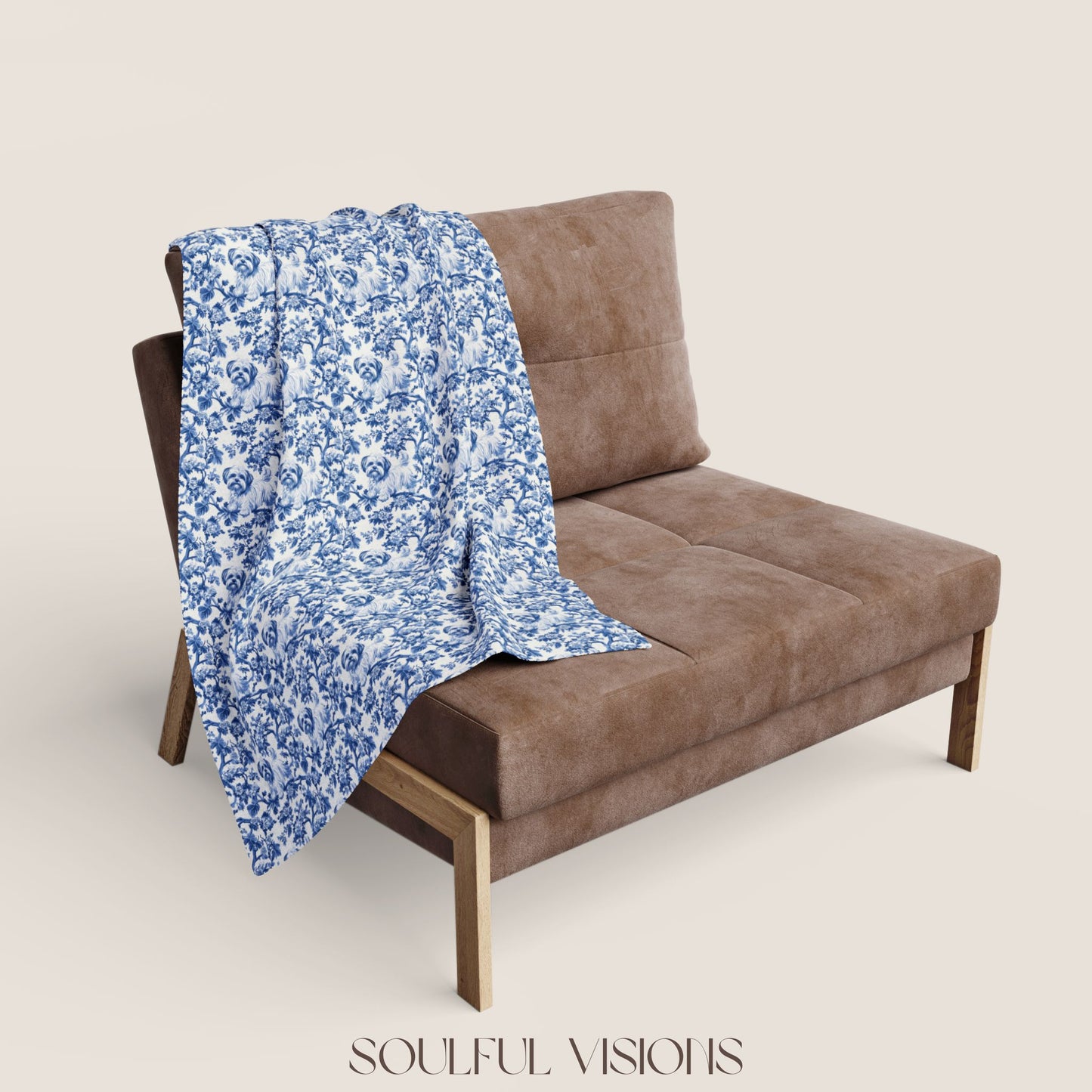 Maltese French Toile De Jouy Blanket