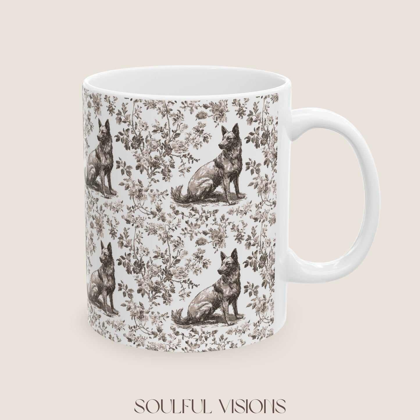 Belgian Malinois Toile de Jouy Mug
