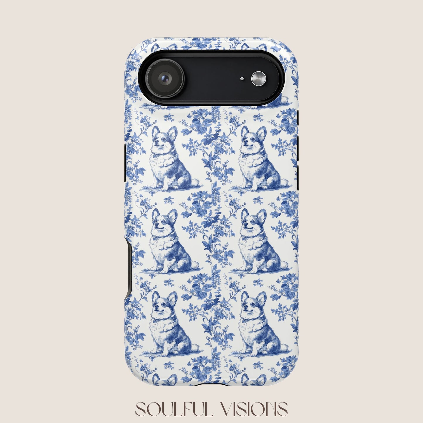 Corgi Toile De Jouy Magnetic Phone Case