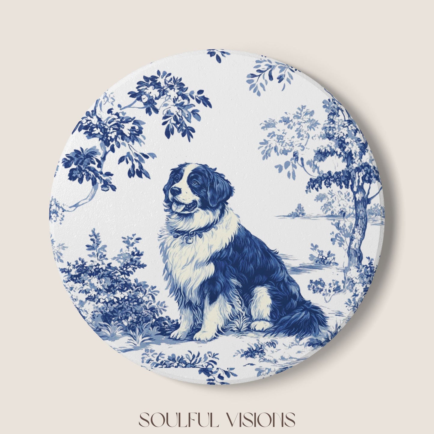 Bernese Mountain Ceramic Coaster French Toile