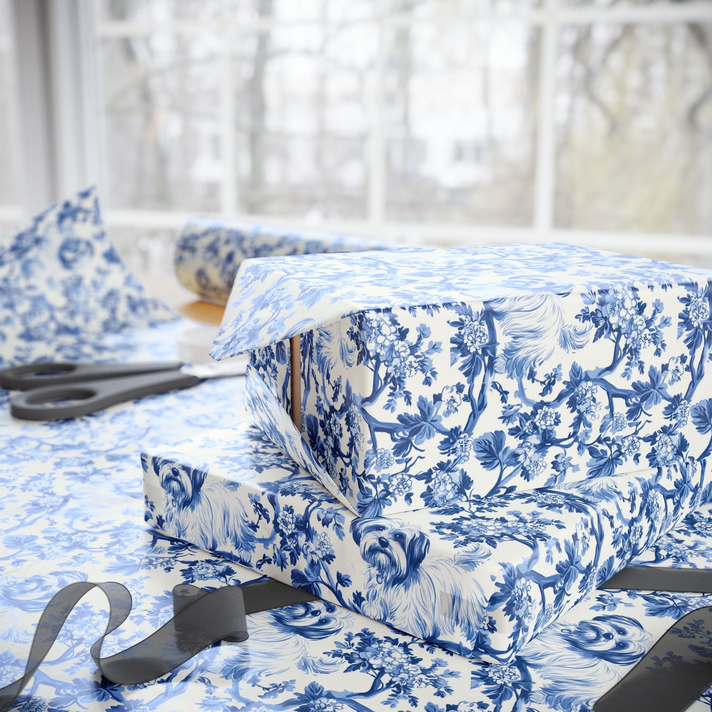 Maltese French Toile De Jouy Wrapping Paper