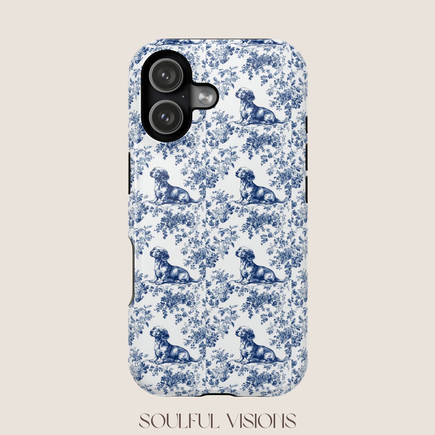Dachshund Toile De Jouy Magnetic Phone Case