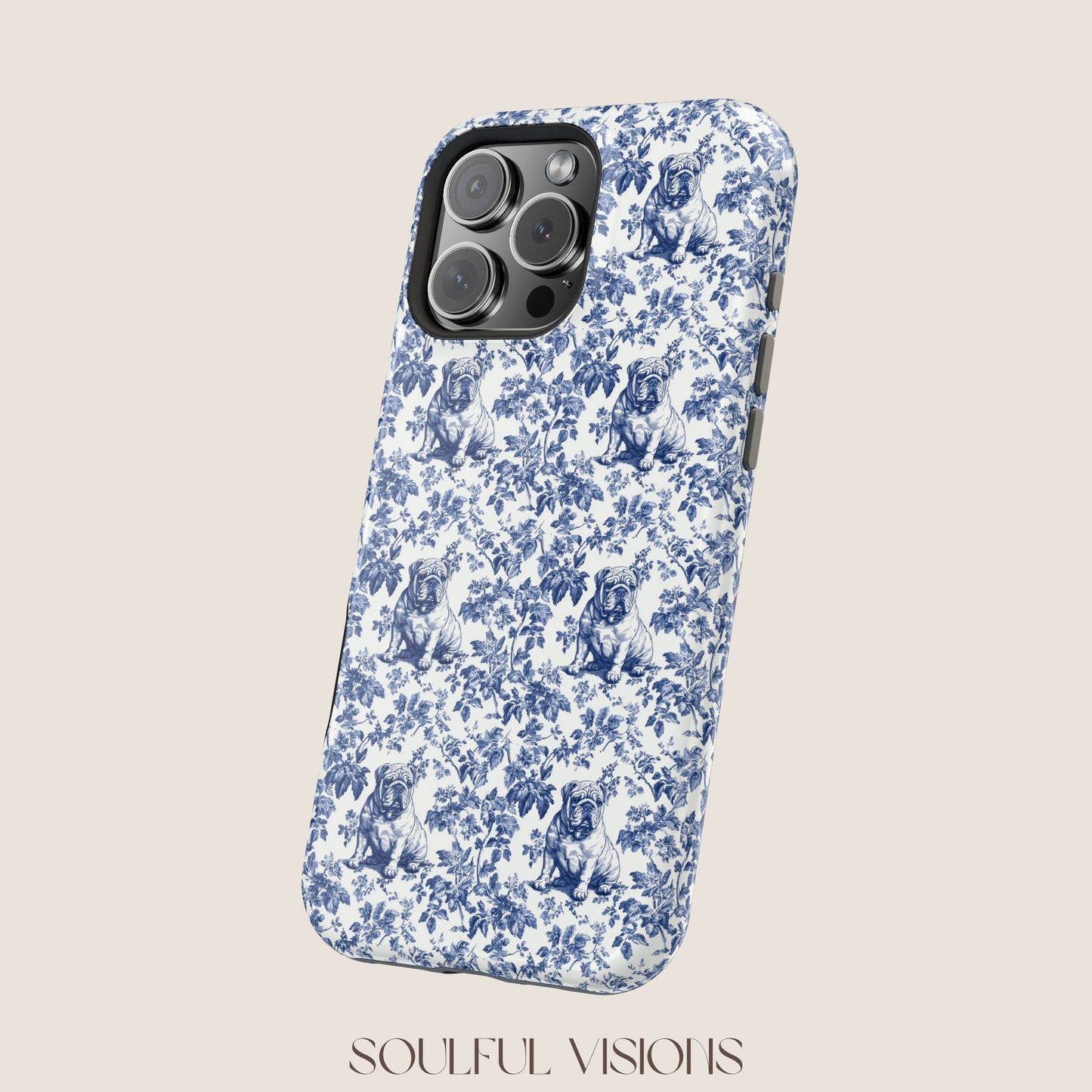 English Bulldog Toile De Jouy Magnetic Phone Case