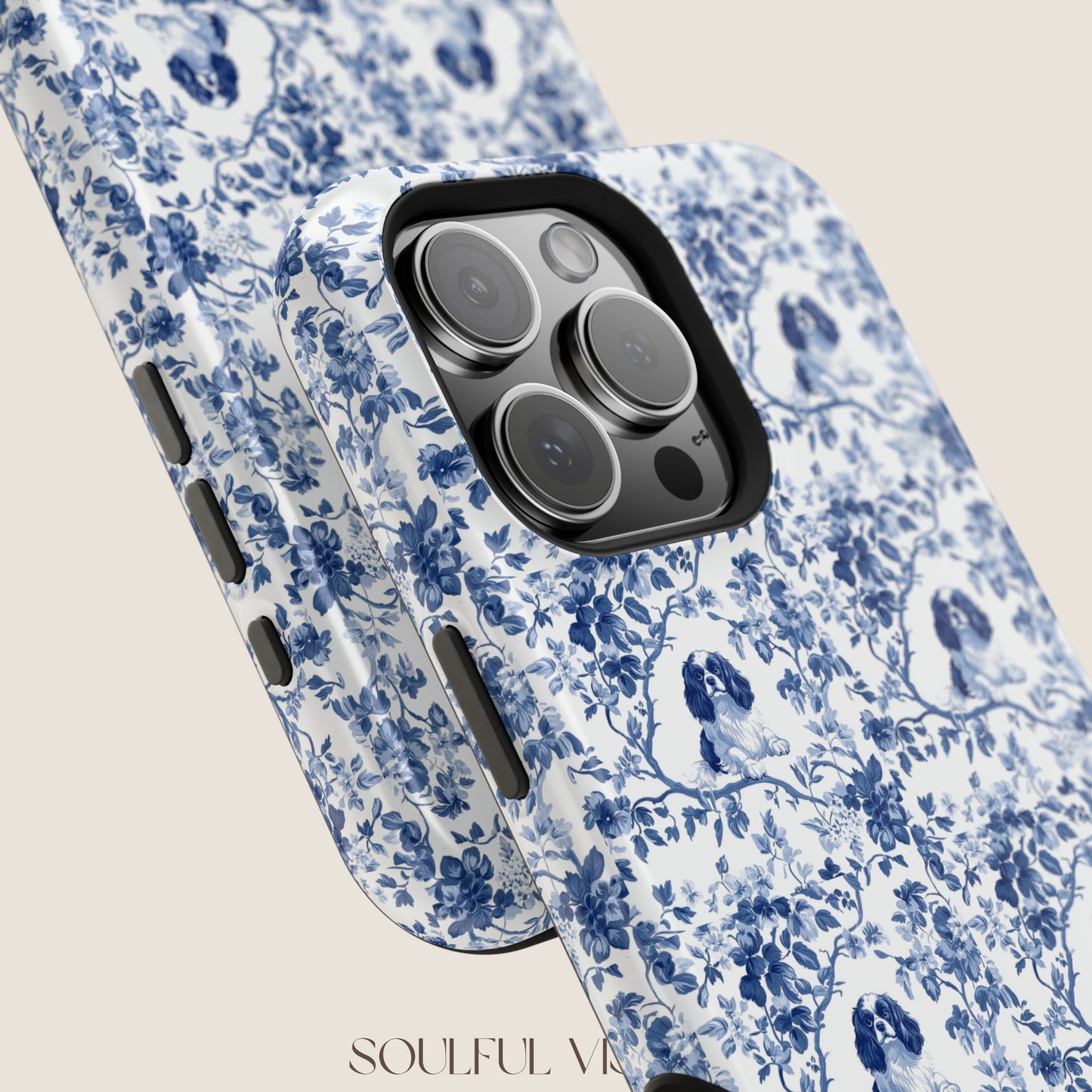 Cavalier King Charles Spaniel Toile De Jouy Magnetic Phone Case