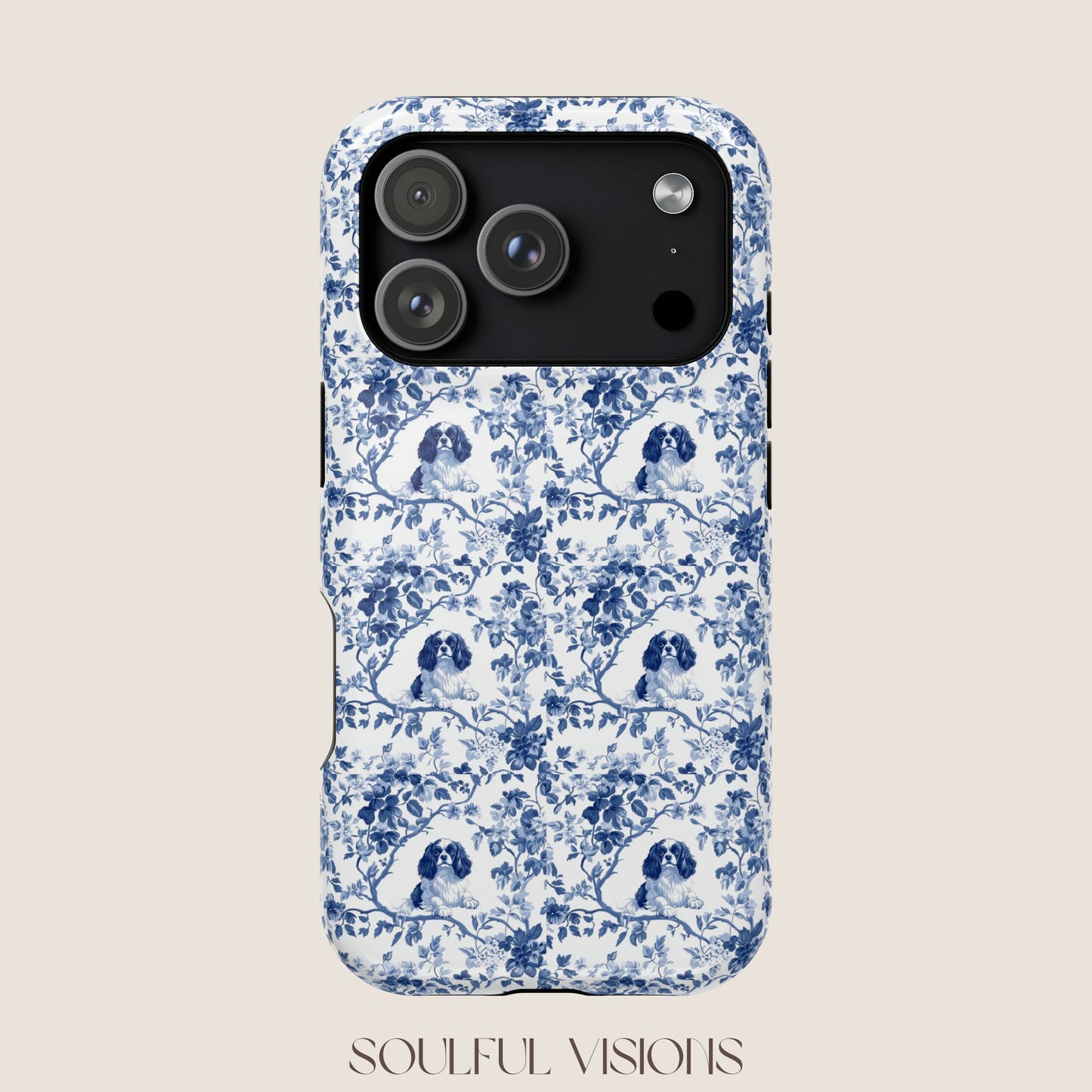 Cavalier King Charles Spaniel Toile De Jouy Magnetic Phone Case