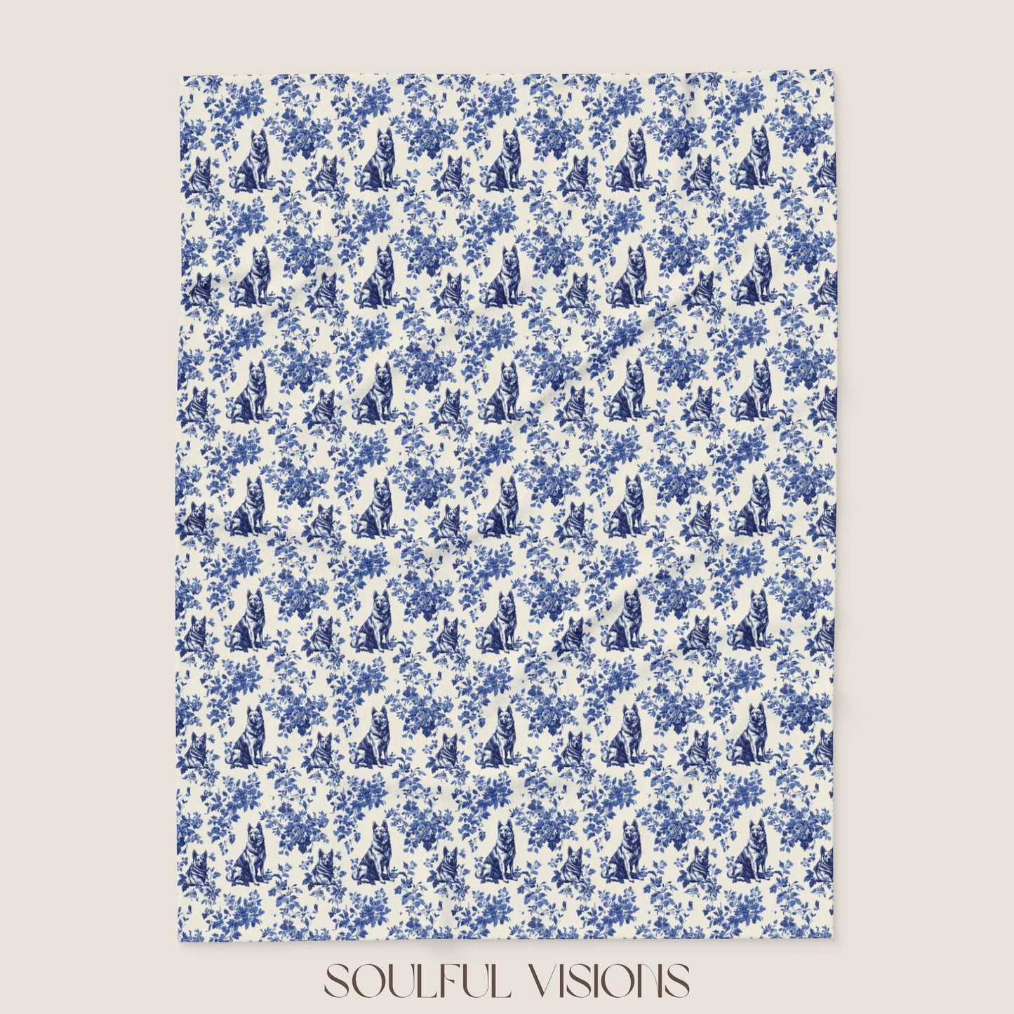 German Shepherd 2 French Toile De Jouy Blanket