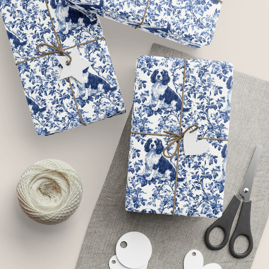 English Springer French Toile De Jouy Wrapping Paper