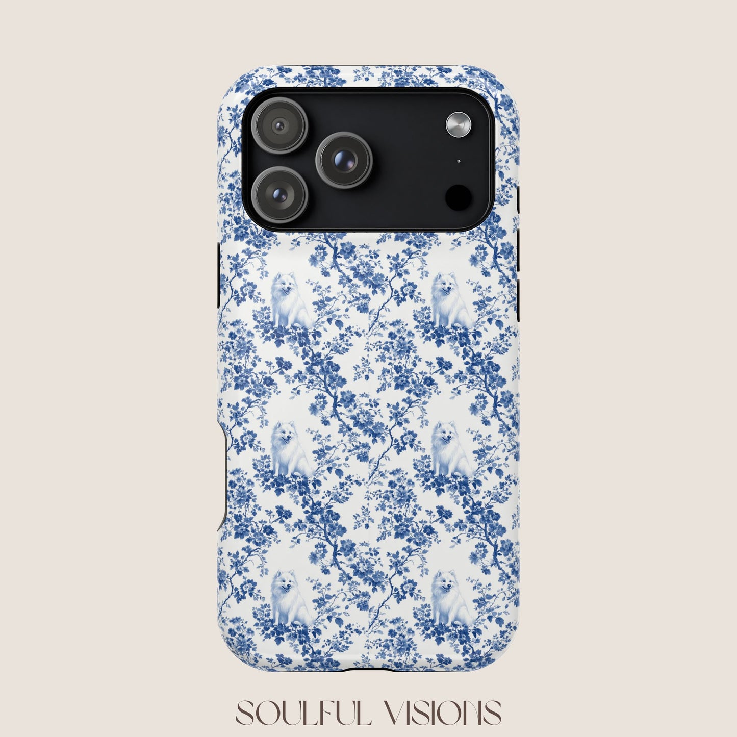Samoyed Toile De Jouy Magnetic Phone Case