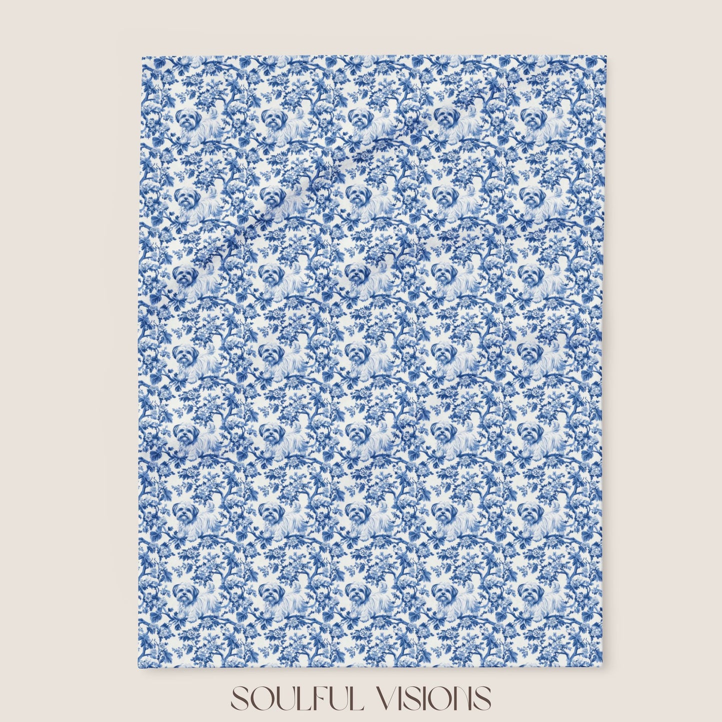 Maltese French Toile De Jouy Blanket