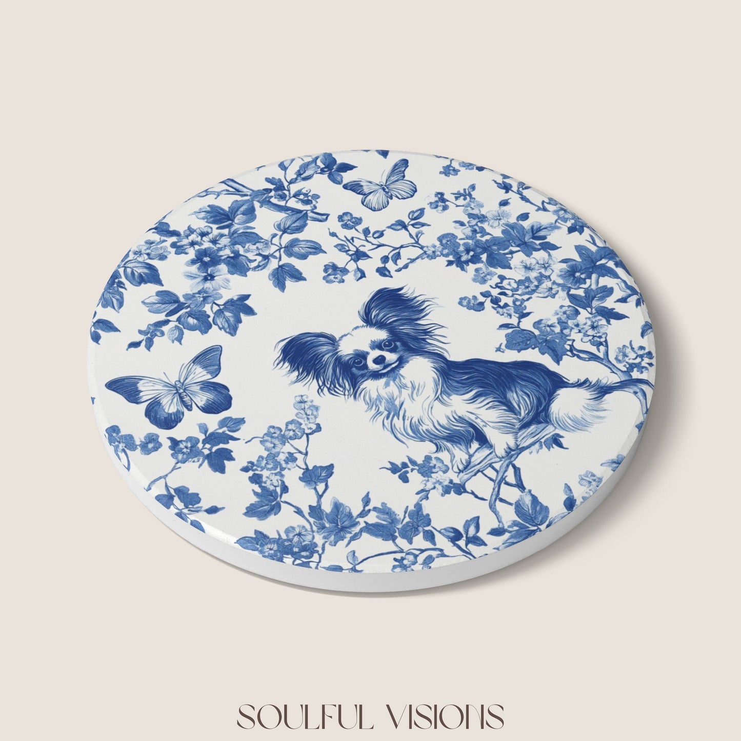 Papillon Ceramic Coaster French Toile