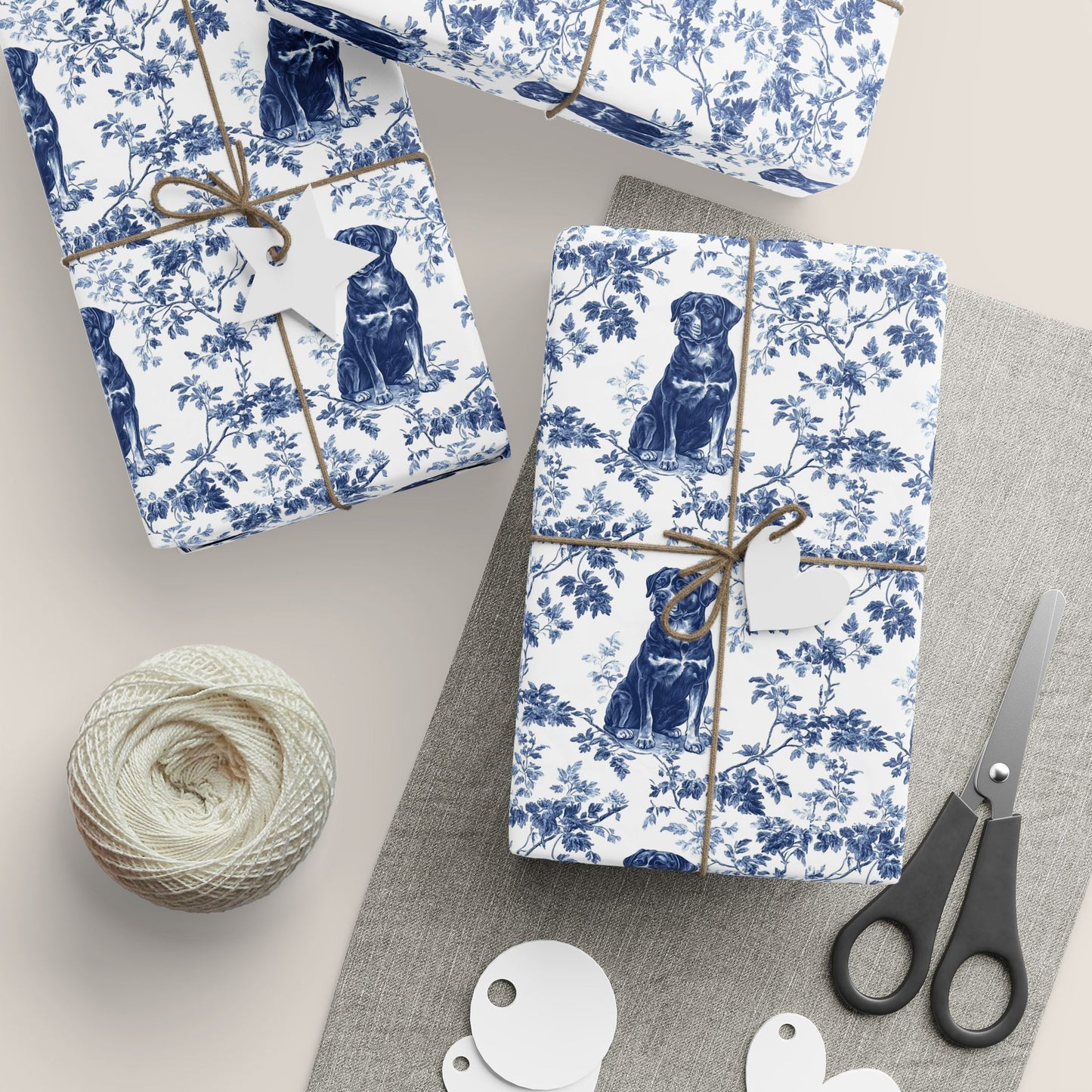 Rottweiler French Toile De Jouy Wrapping Paper