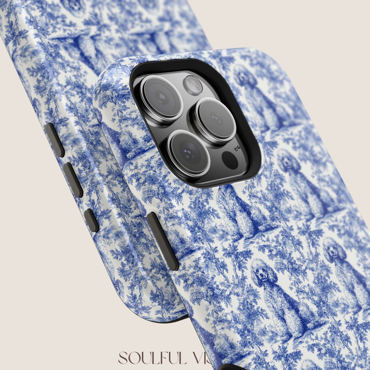 Poodle Toile De Jouy Magnetic Phone Case