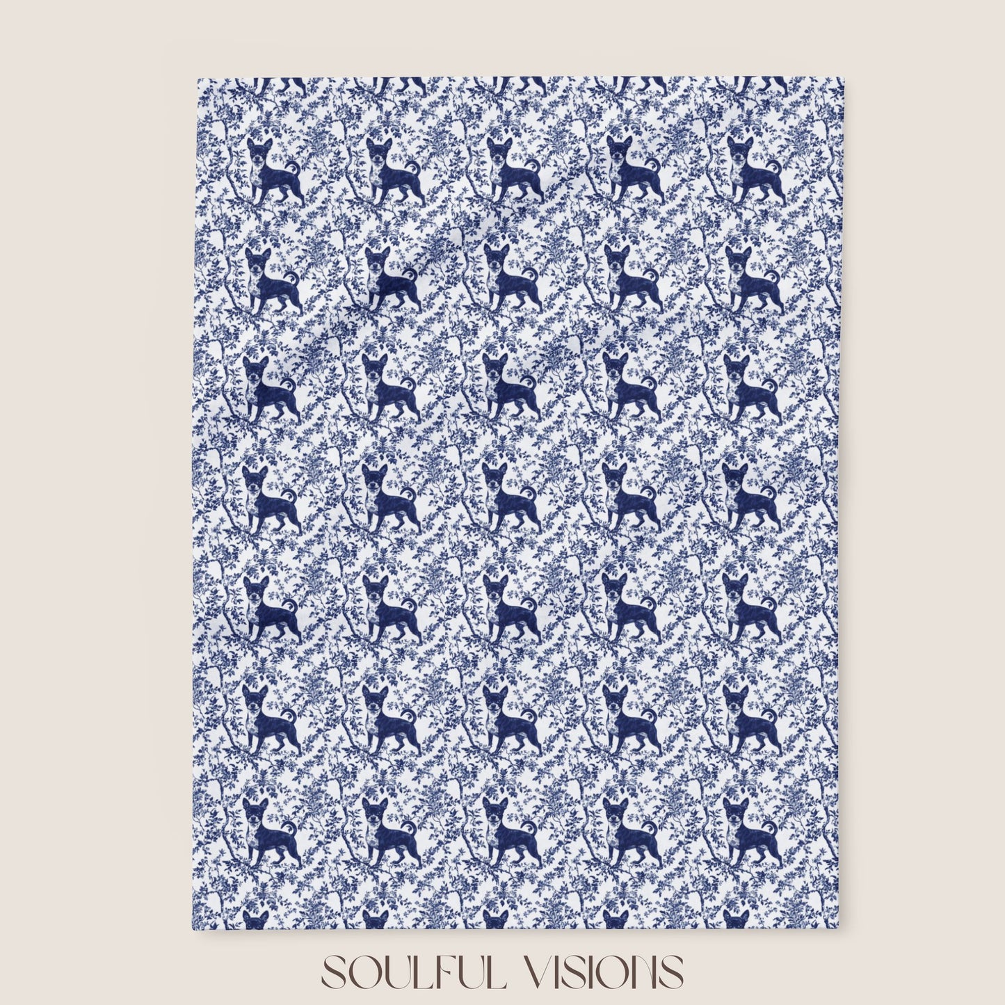Miniature Pincher French Toile De Jouy Blanket