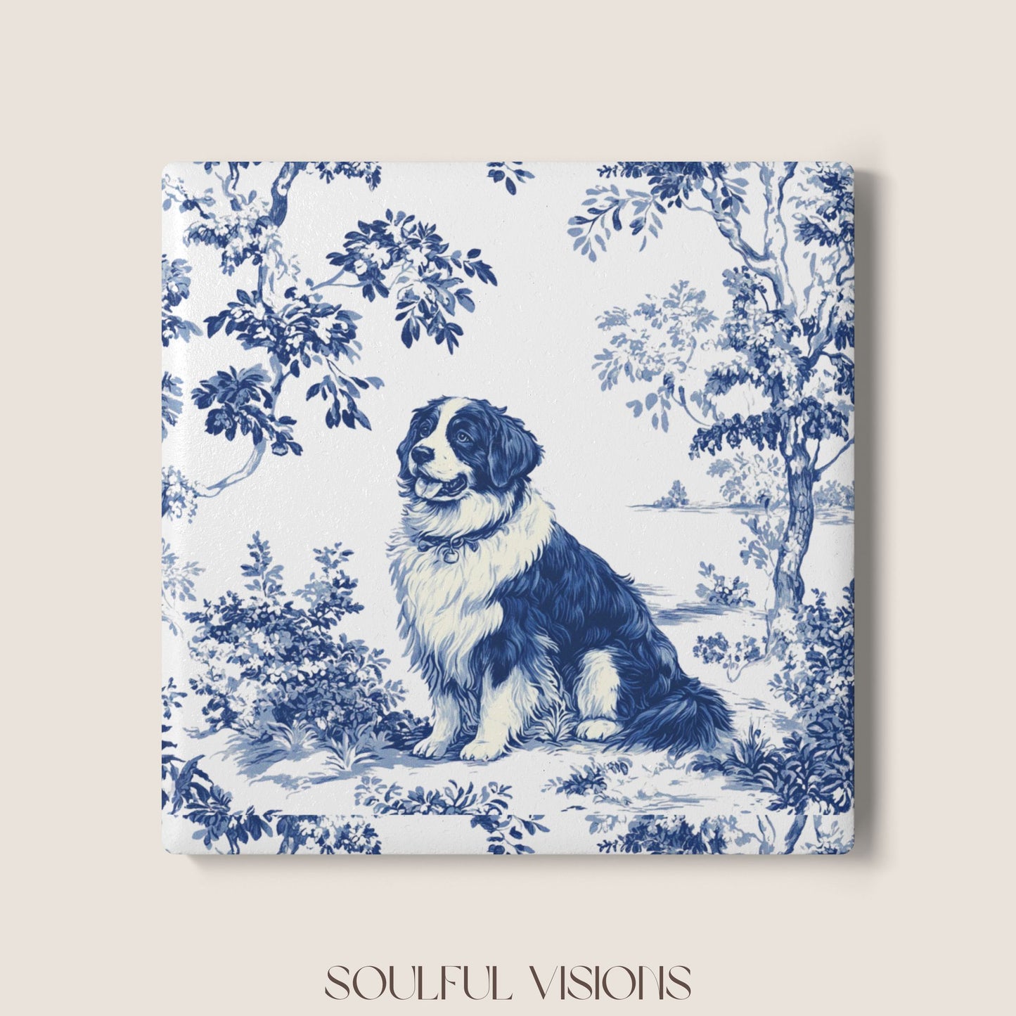 Bernese Mountain Ceramic Coaster French Toile
