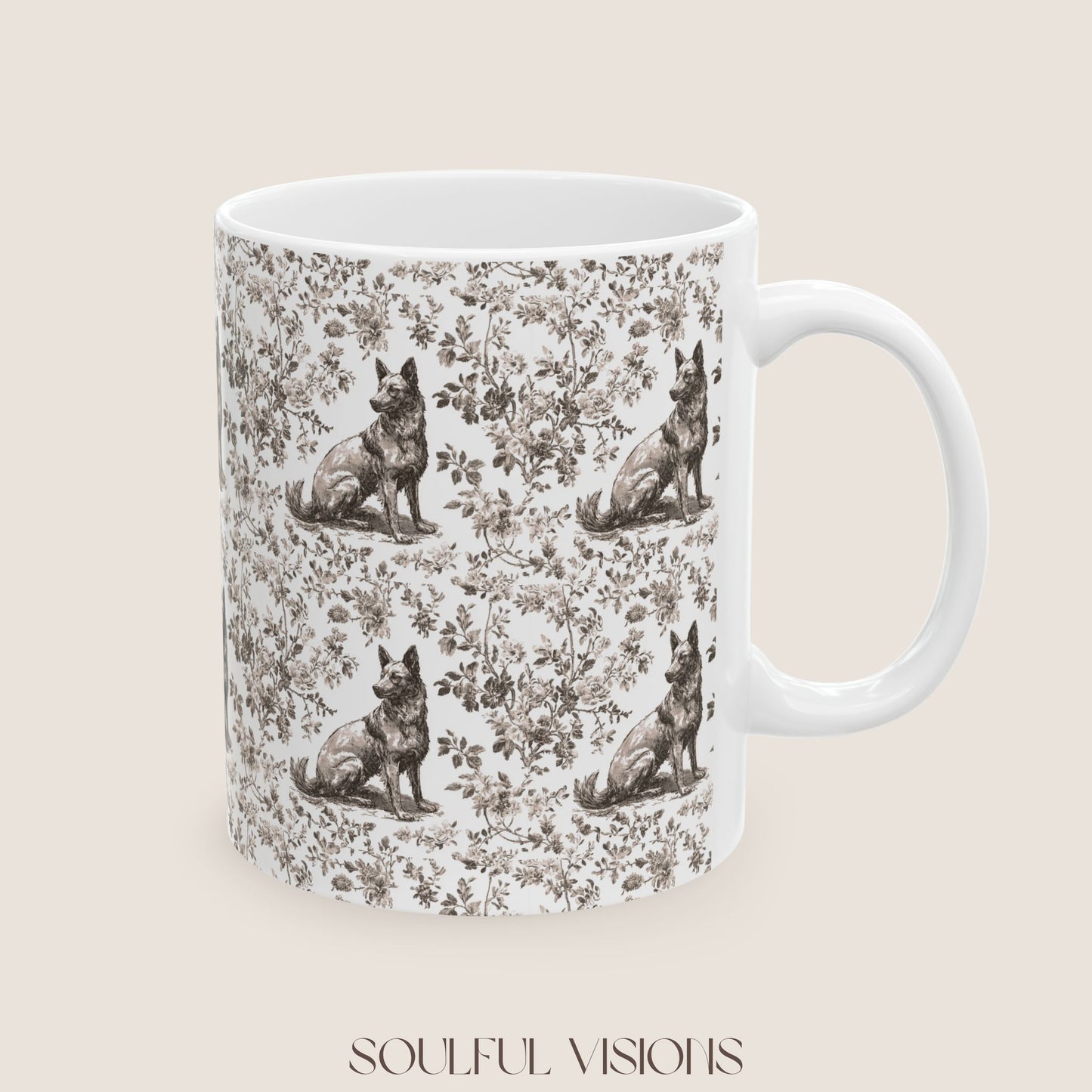 Belgian Malinois Toile de Jouy Mug