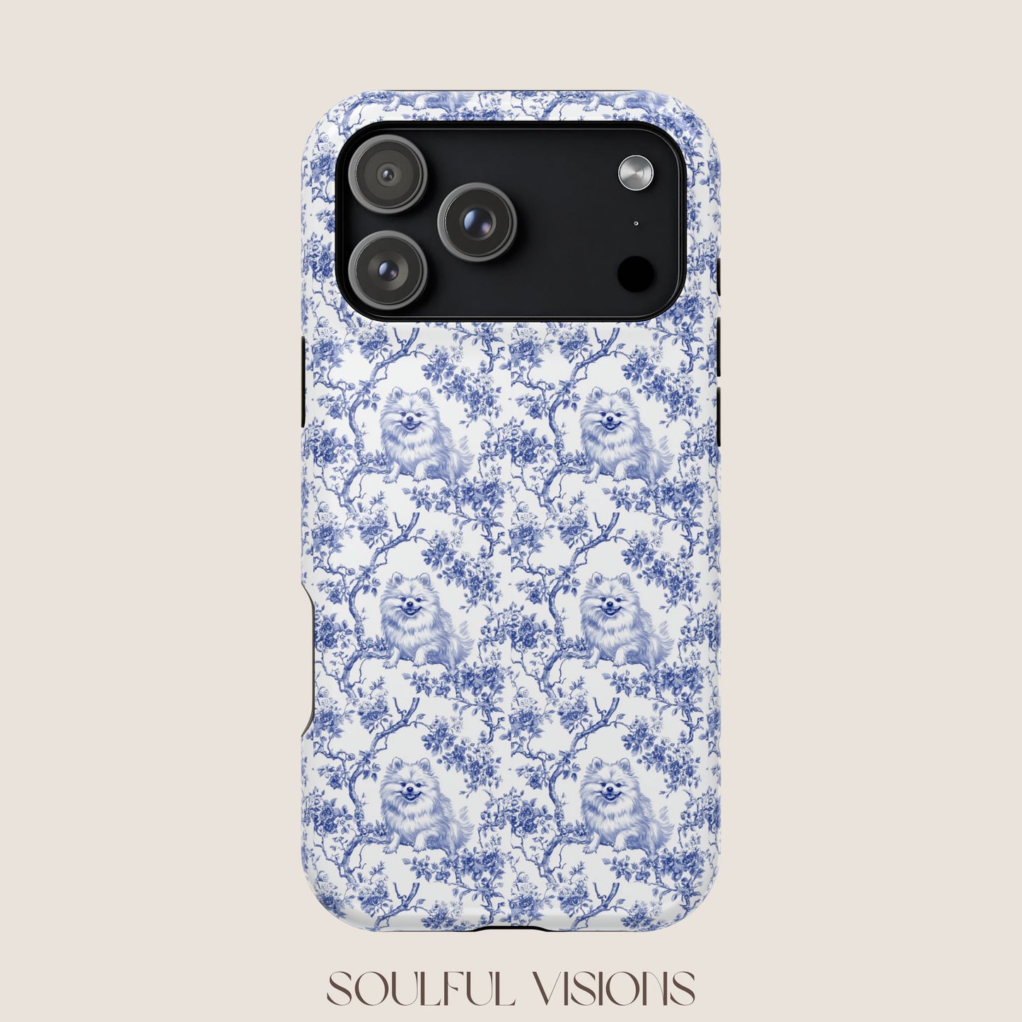 Pomeranian Toile De Jouy Magnetic Phone Case