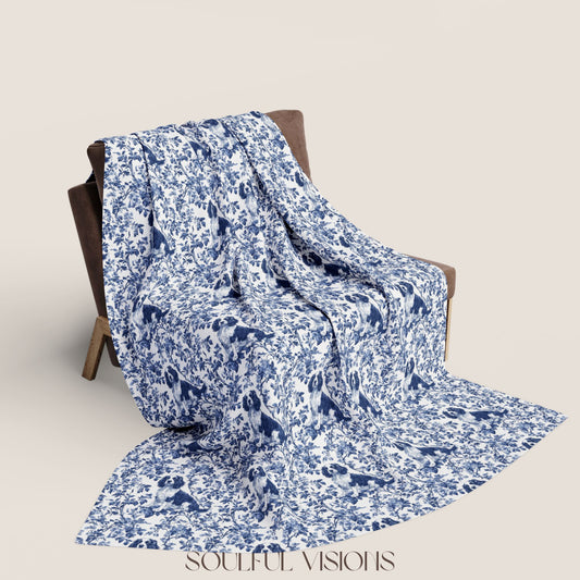 English Springer French Toile De Jouy Blanket