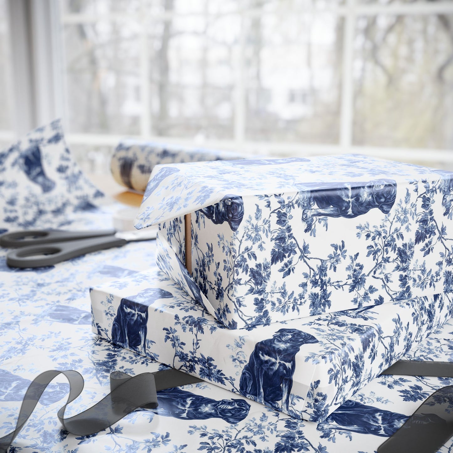 Rottweiler French Toile De Jouy Wrapping Paper