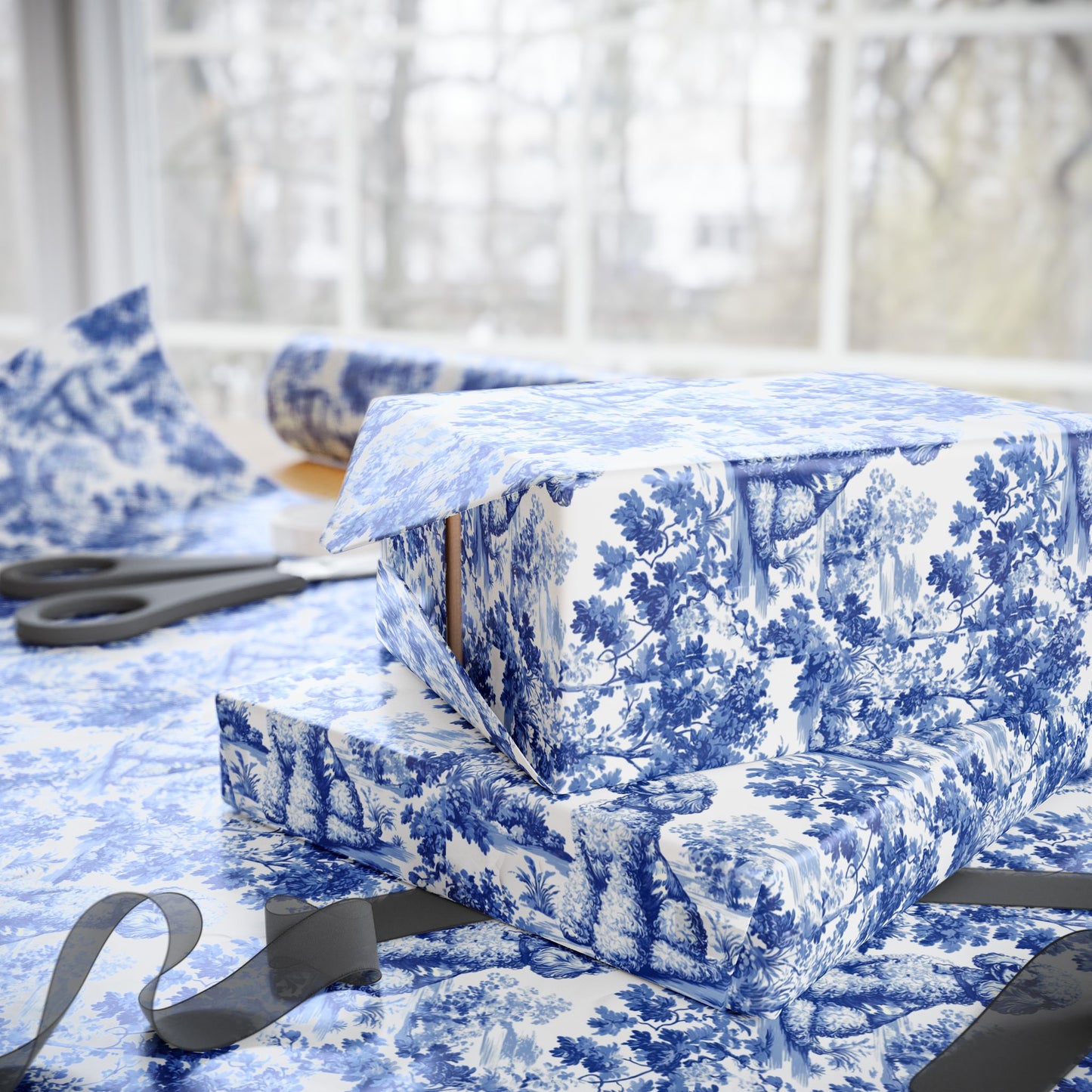 Poodle French Toile De Jouy Wrapping Paper
